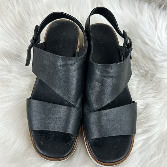 Vince Black Shelby Wedge Platform Sandals 8.5 - Picture 4 of 13
